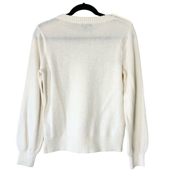 J. Crew Cream Jeweled Rhinestone Wool Pullover Sweater Size Small - Picture 3 of 6